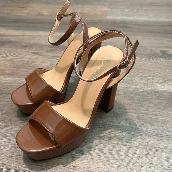 Windsor Elegant Brown Platform Heels - Picture 5 of 9